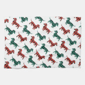 Rood en groen kerstfeest in de keuken theedoek (Horizontaal)