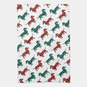 Rood en groen kerstfeest in de keuken theedoek (Verticaal)