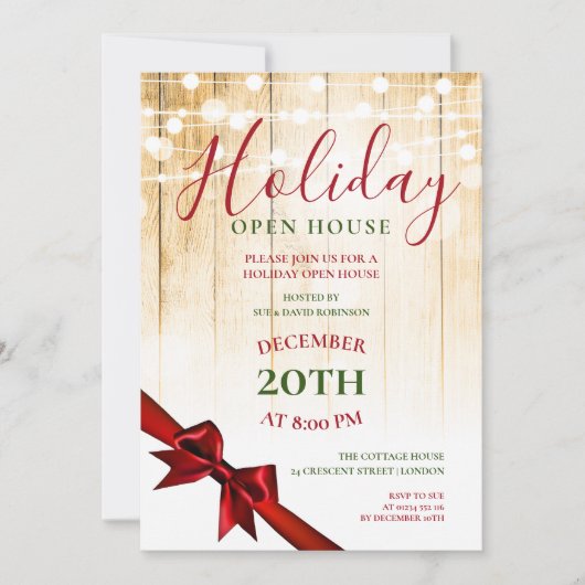 Rood en groen kerstfeest Open House Kaart (Voorkant)