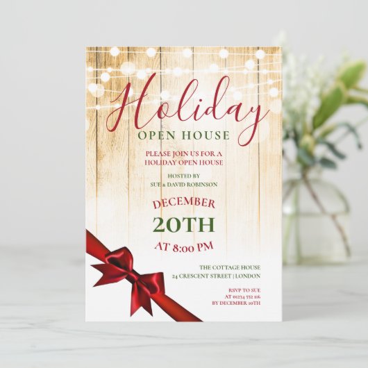 Rood en groen kerstfeest Open House Kaart (Staand voorkant)