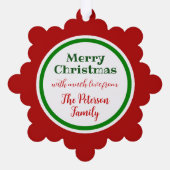 Rood en groen kerstfeest ornament kaart (Achterkant)