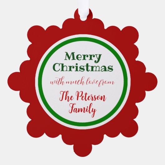Rood en groen kerstfeest ornament kaart (Achterkant)