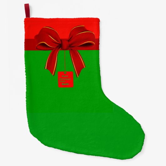 Rood en groen kerstfeest stoppen grote kerstsok (Voorkant)