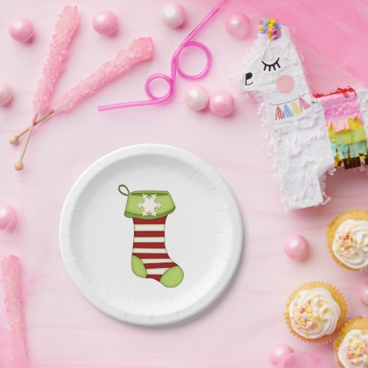 Rood en groen kerstfeest stoppen papieren bordje (Feest)