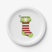 Rood en groen kerstfeest stoppen papieren bordje (Voorkant)