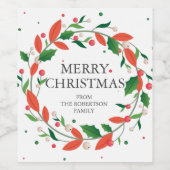 Rood en groen kerstfeest wijn etiket (Enkel label)