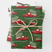 Rood en groen kerstfeestdag  vrachtwagen inpakpapier vel (In situ)