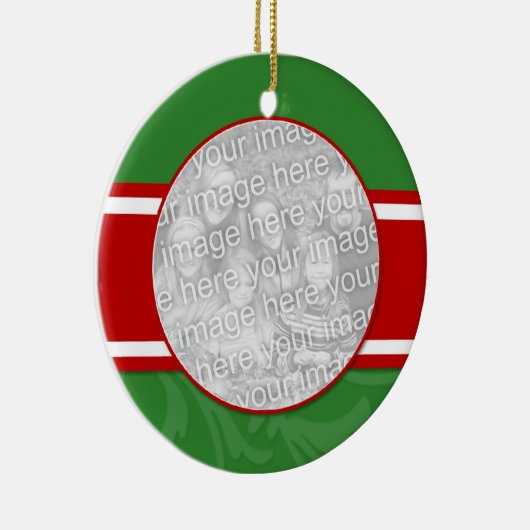 Rood- en Groen kerstfotoornament Keramisch Ornament (Rechts)