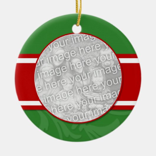 Rood- en Groen kerstfotoornament Keramisch Ornament (Voorkant)