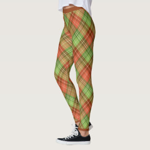 Rood- en groen kerstgebrand leggings