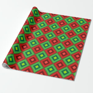 Rood en groen kerstgeometrisch patroon cadeaupapier