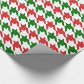 Rood en groen kersthoundstooth Pattern Cadeaupapier (Hoek)