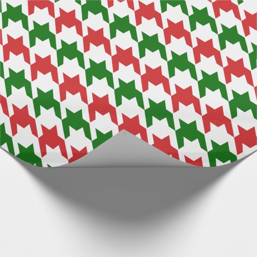Rood en groen kersthoundstooth Pattern Cadeaupapier (Hoek)