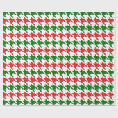Rood en groen kersthoundstooth Pattern Cadeaupapier (Vlak)