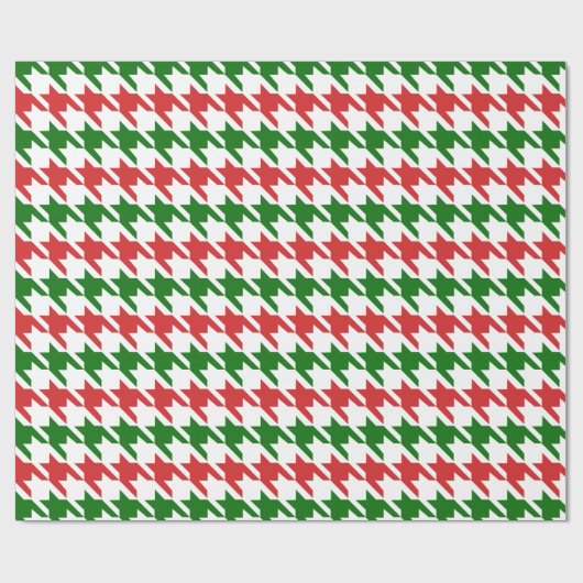Rood en groen kersthoundstooth Pattern Cadeaupapier (Vlak)