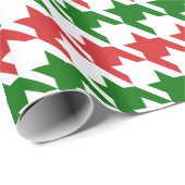 Rood en groen kersthoundstooth Pattern Cadeaupapier (Rol Hoek)