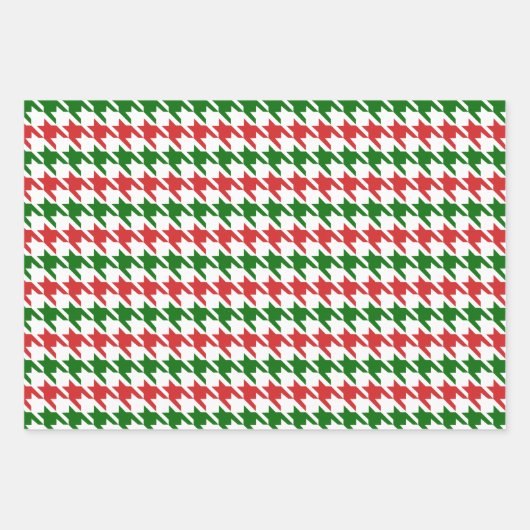 Rood en groen kersthoundstooth Pattern Inpakpapier Vel (Voorkant)