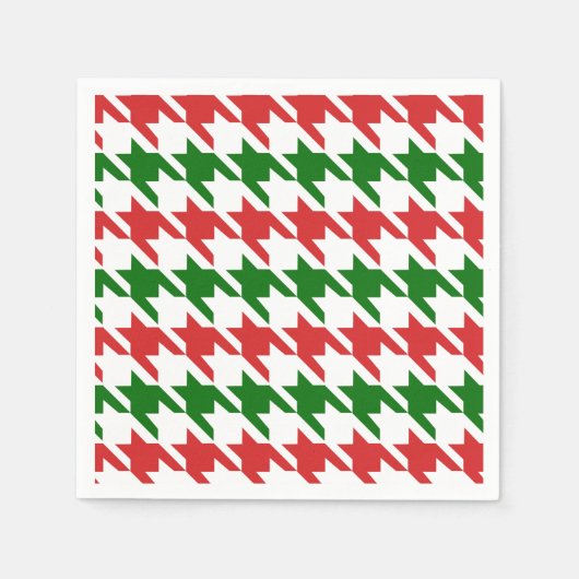 Rood en groen kersthoundstooth Pattern Servet (Voorkant)