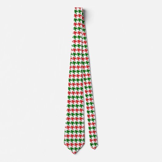 Rood en groen kersthoundstooth Pattern Stropdas (Voorkant)