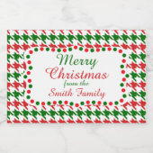 Rood en groen kersthoundstooth Pattern Voedselcontainer Etiket (Enkel label)