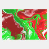 Rood en groen kerstkralen marmer inpakpapier vel (Voorkant 3)