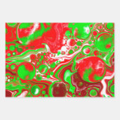 Rood en groen kerstkralen marmer inpakpapier vel (Voorkant)