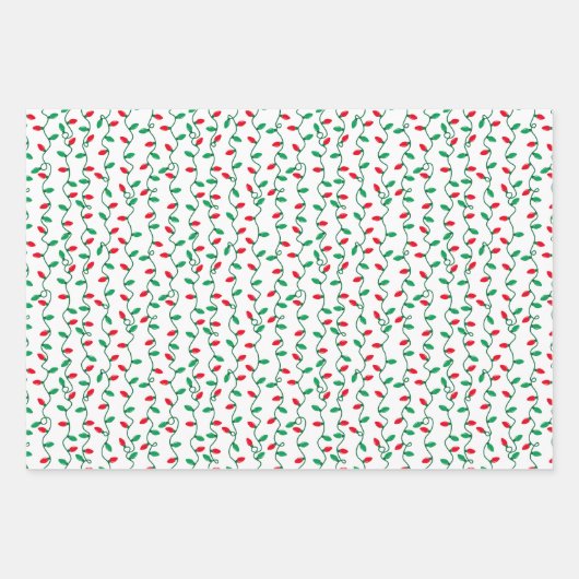 Rood en groen kerstlicht inpakpapier vel (Voorkant 3)