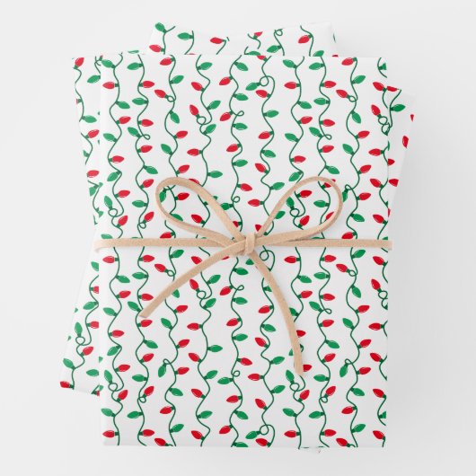 Rood en groen kerstlicht inpakpapier vel (In situ)