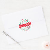 Rood en groen kerstlicht l Merry Alles Ronde Sticker (Envelop)
