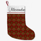 Rood en Groen Kerstmasker Patroon Monogram Kleine Kerstsok (Voorkant)