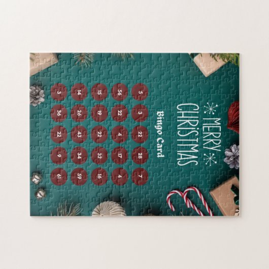 Rood en Groen Kerstmis Bingo Jigsaw Puzzel (Horizontaal)