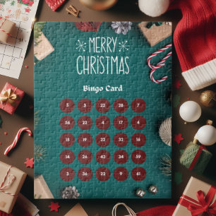 Rood en Groen Kerstmis Bingo Jigsaw Puzzel