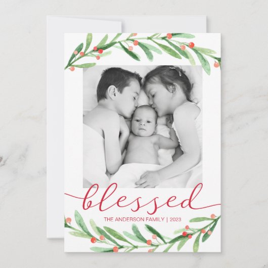 Rood en Groen Kerstmis Foto Kerstmis Kaarten (Voorkant)