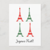 Rood en Groen Kerstmis Frans Thema Eiffeltorens Feestdagenkaart (Voorkant)