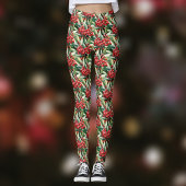 Rood en Groen Kerstmis Holly Patroon Leggings