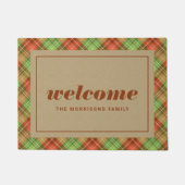 Rood en Groen Kerstmis Plaid Gepersonaliseerd Welk Deurmat (Voorkant)