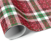 Rood en Groen Kerstmis Plaid Glitter Kerstmis Cadeaupapier (Rol Hoek)