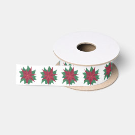 Rood en Groen Kerstmis Poinsettia Lint