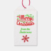 Rood en Groen Kerstmis Typografie Gift Label Cadeaulabel (Achterkant)