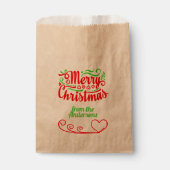 Rood en Groen Kerstmis Typografie Kraft Bag Bedankzakje (Voorkant)