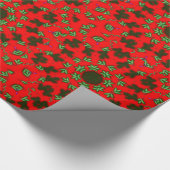 Rood en Groen Kerstmis Vakantiehuis Decoratie Cadeaupapier (Hoek)