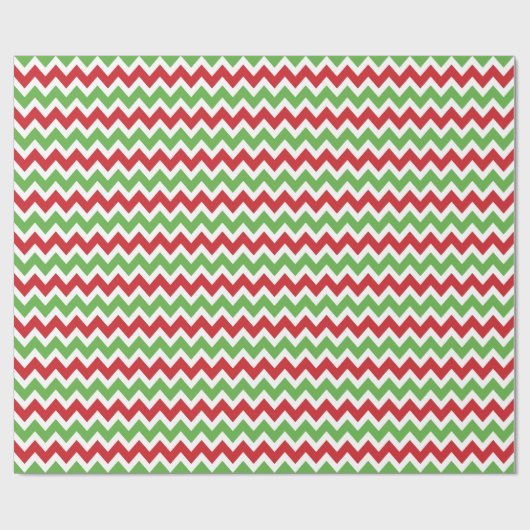 Rood en Groen Kerstmis Zigzag Chevron Strepen Cadeaupapier (Vlak)