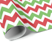 Rood en Groen Kerstmis Zigzag Chevron Strepen Cadeaupapier (Rol Hoek)