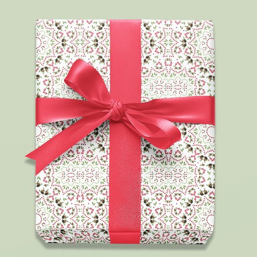 Rood en Groen Kerstmispatroon Cadeaupapier