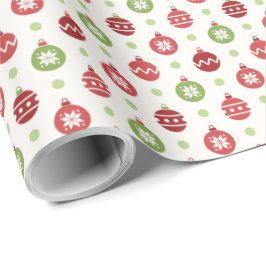Rood en groen kerstornamentpatroon cadeaupapier