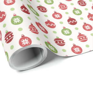Rood en groen kerstornamentpatroon cadeaupapier