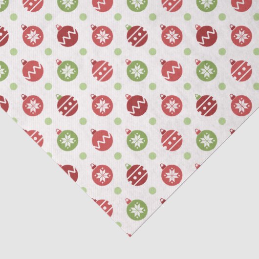 Rood en groen kerstornamentpatroon tissuepapier (Detail)