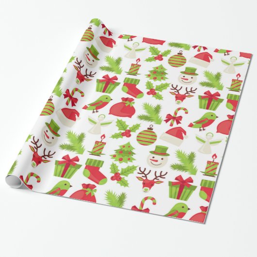 Rood en groen kerstpapier cadeaupapier (Uitgerold)