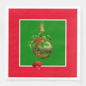 Rood en groen kerstpapier diners servet (Voorkant)