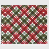 Rood en groen kerstpatroon cadeaupapier (Vlak)